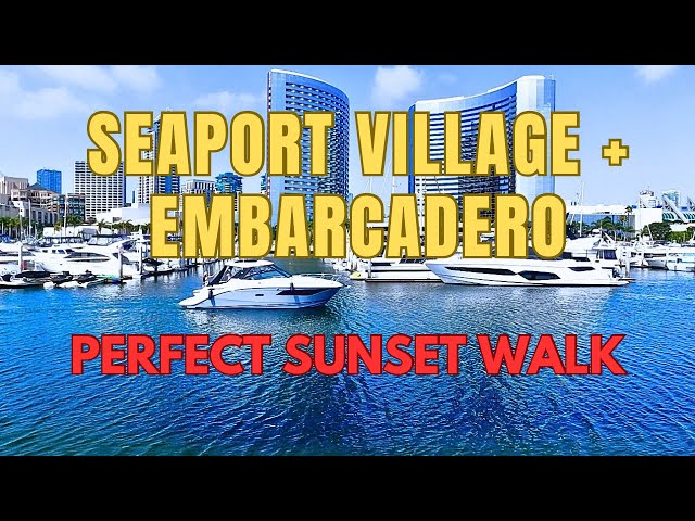 🚶‍♀️ Walking Around Seaport Village & Embarcadero | Yachts, Boats & a Cargo Ship in San Diego Bay