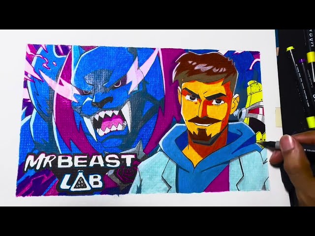 I DRAW MRBEAST LOGO WITH COLOR
