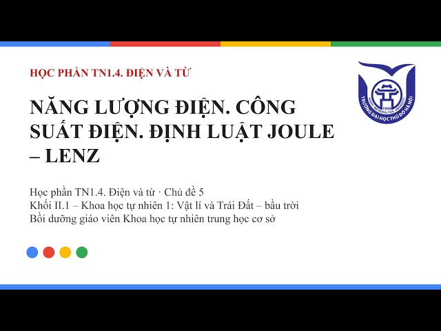 TN1.4 – Chủ đề 5. Năng lượng điện. Công suất điện. Định luật Joule – Lenz | Bồi dưỡng GV KHTN THCS