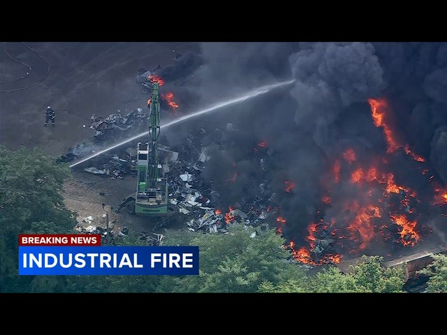 Large industrial fire at scrap facility in Delaware County prompts air quality concerns
