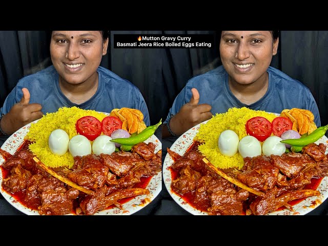 🔥 Mutton Gravy Curry, Basmati Jeera Rice Boiled Eggs Eating Challenge, | Video 66
