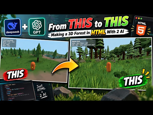From THIS to THIS — Making a 3D Forest in HTML With AI