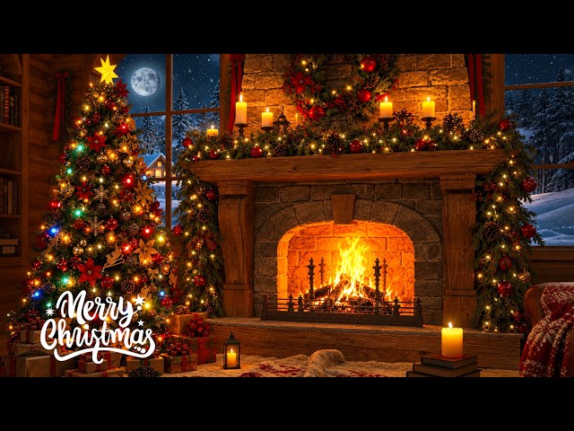 Cozy Christmas Fireplace 🔥 Relaxing Christmas Music With Fireplace Crackling 🌲 Holiday Ambience