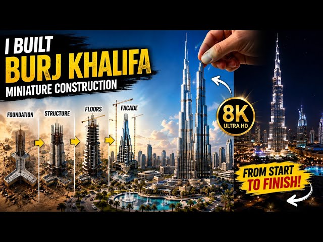 I Built the Burj Khalifa Brick by Brick | Miniature DIY Construction Timelapse in 8K 🏗️✨