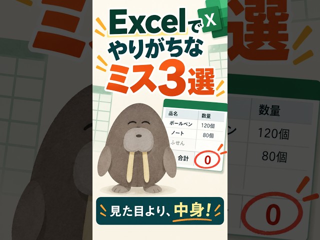 事務作業でやりがちなミス３選！ #excel #shorts