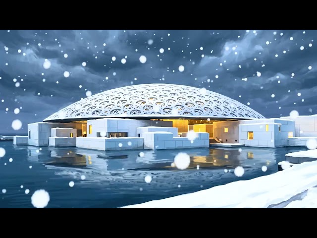 Louvre Abu Dhabi in a Heavy Snowstorm ❄️ | 4K Ambient Loop | 1 Hour