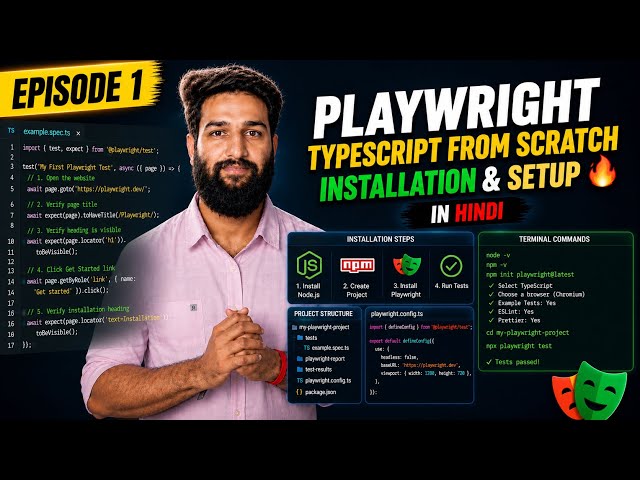 Episode 1 - Learn Playwright TypeScript from Scratch | Installation & Setup 🔥 in Hindi