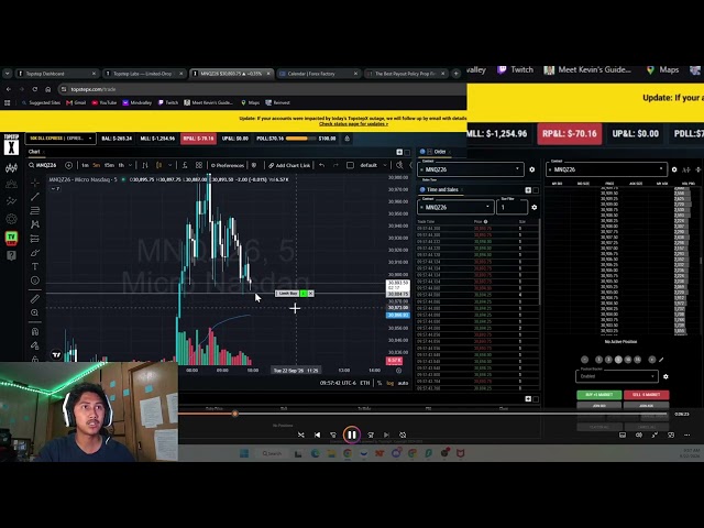 Full Topstep Combine Challenge from start to Finish 20- Losses all around Bad Monday and Tuesday