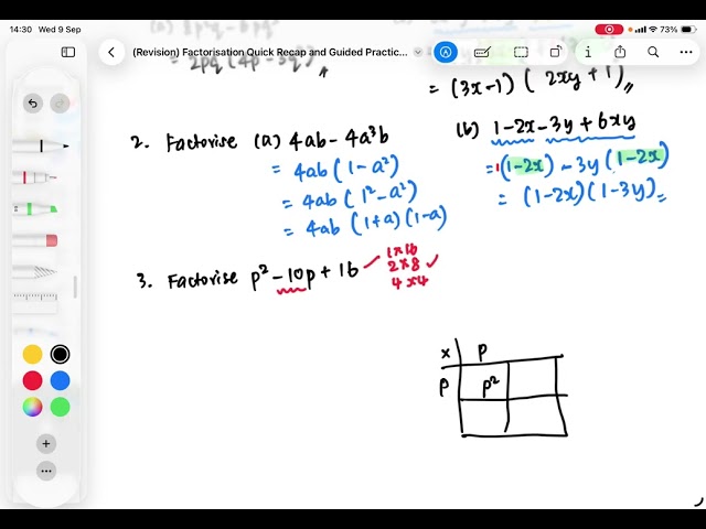 [OPTIONAL] Topical Revision - Algebra - Factorisation