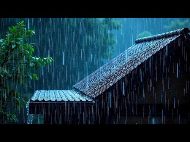 No Ads Rain Sounds for Sleeping - ASMR Rain Drumming on Tin Roof to Ease Stress and Sleep All Night