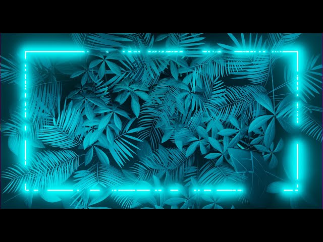 Abstract Blue Neon Frame 3D Leaves Animation Moving Background VJ Loop