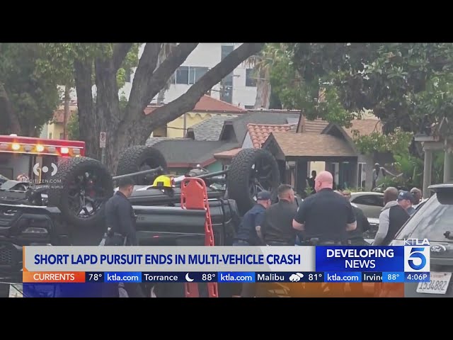 Short LAPD pursuit ends in multi-vehicle crash