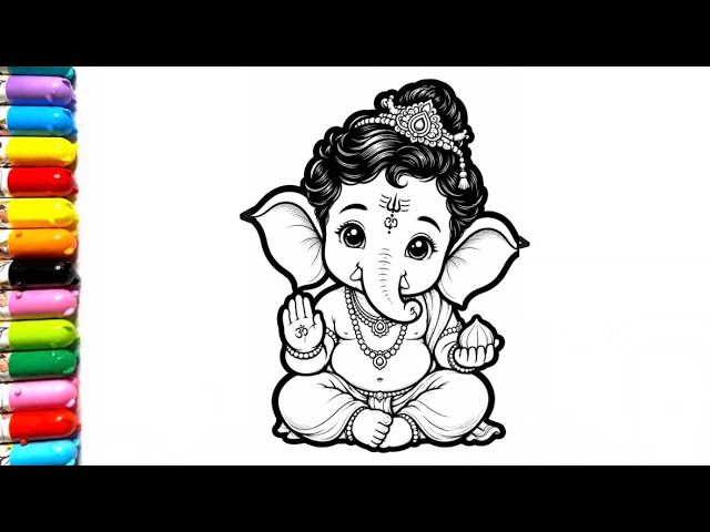 Easy Ganpati Drawing Tutorial | Simple & Beautiful Drawing for Kids and toddlers 