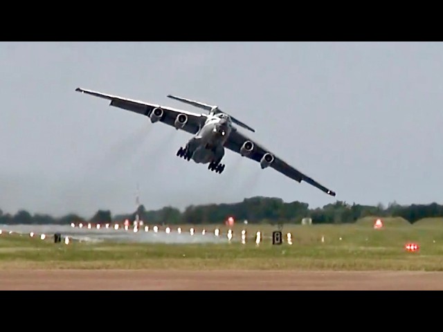 Giant Plane Overbanks On Takeoff