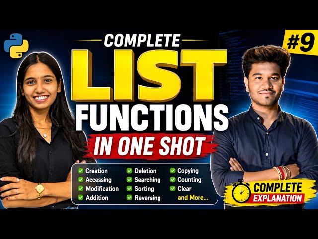 Python List Functions Complete Tutorial in One Shot | All List Methods Explained | #9