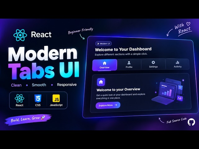 Build a Modern Tabs UI with React JS ⚛️ | Beginner Friendly React Project