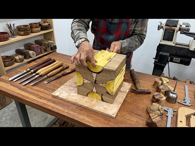 Satisfying Woodturning: Turning Scrap Blocks into a Geometric Masterpiece