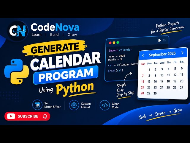 Build a Dynamic Calendar Using Python 🔥 | Python Project for Beginners | Coding Tutorial.