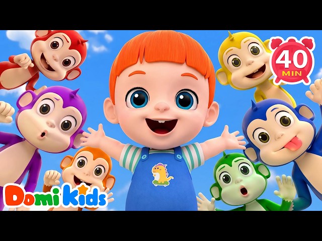 Count Ten Little Monkeys Jumping 🐵 | Counting Fun | Kids Songs & Nursery Rhymes | Domi Kids