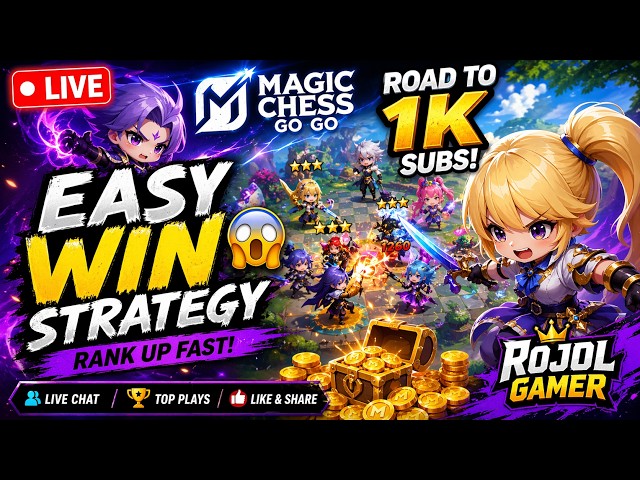 🔴 LIVE Magic Chess Go Go | EASY WIN STRATEGY 😱🔥 | ROAD TO 1K SUBS