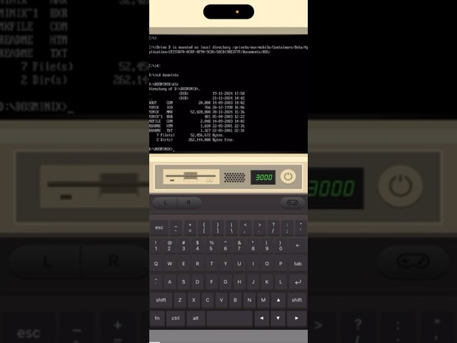 Minix on DosBox on iDOS on iOS, with file access to iOS