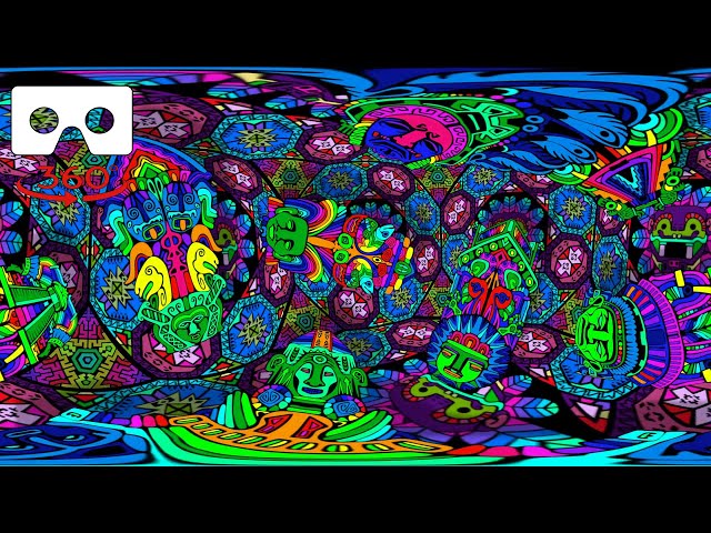 VR 360 Video - Colorful Vj Loop with Great Music, Aztec-mayan 360VR