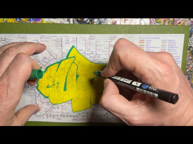 Full process - Painting my name onto a London tube map in real time!