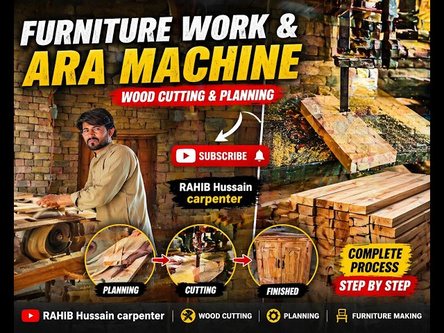 Furniture Work & Ara Machine Wood Cutting Complete Process | RAHIB Hussain Carpenter,#woodworking 