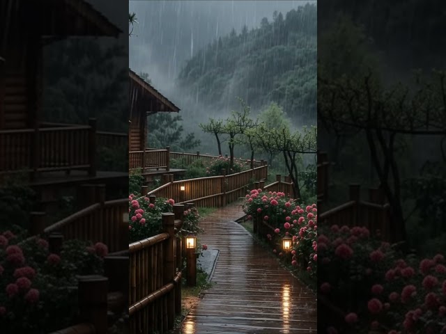 Heavy Rain for Sleep & Relaxation | Peaceful Cabin Rain Sounds in the Forest