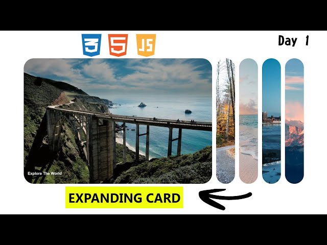 Amazing Expanding Accordion Cards | Create Expanding Image Gallery Using HTML CSS and Js #day1