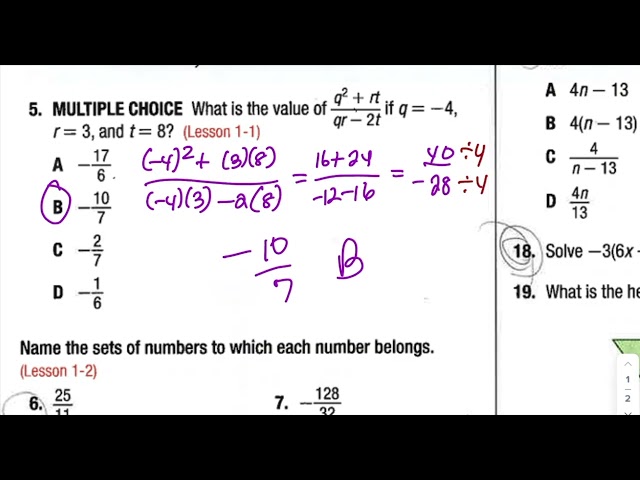 1.1-1.3 Quiz Review Algebra 2