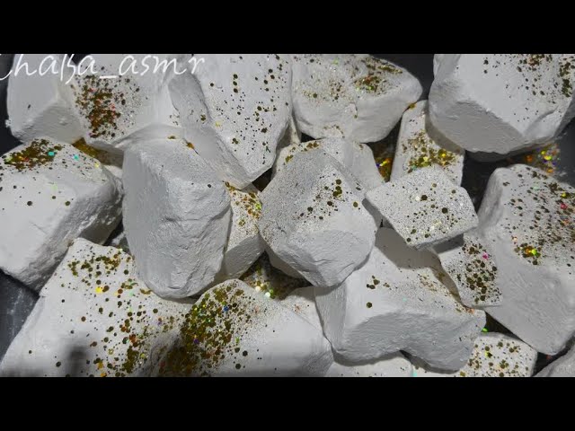 Glitter‑Dusted White Chalk Blocks ASMR｜Super Crunchy Satisfying Crushing Sounds