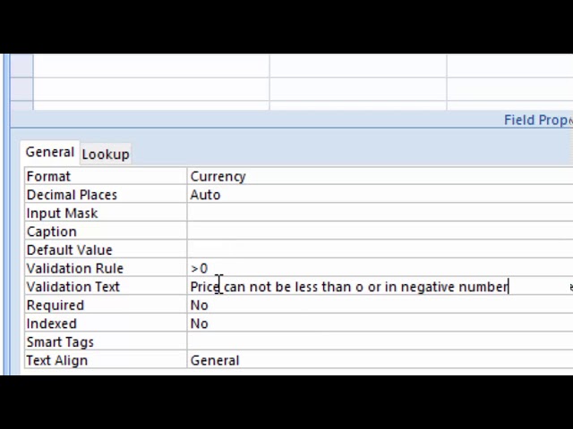 How to give validation on price in ms access in hindi and english