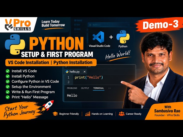 Demo-3 | VS Code & Python Installation + First “Hello” Program