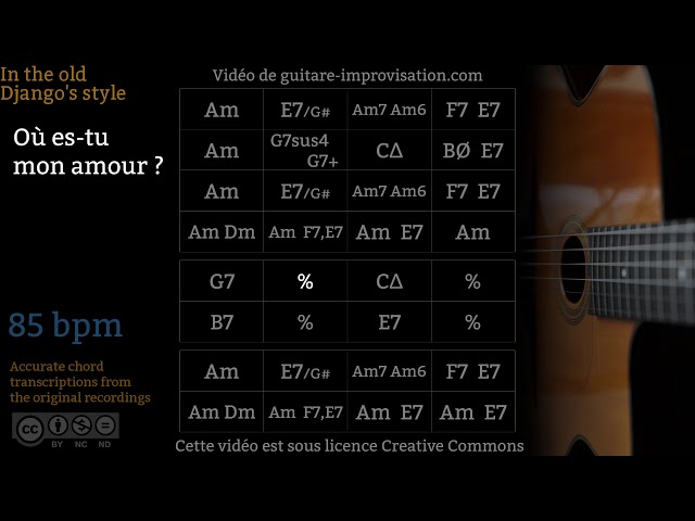 Où Es-Tu Mon Amour (85 bpm) - Gypsy jazz Backing track / Jazz manouche