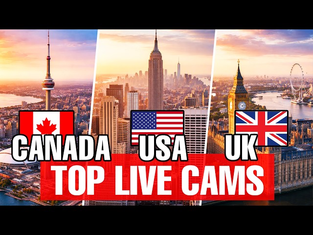 🔴 TOP LIVE CAMS USA - UK - CANADA with relaxing music 🎵 | SkylineWebcams
