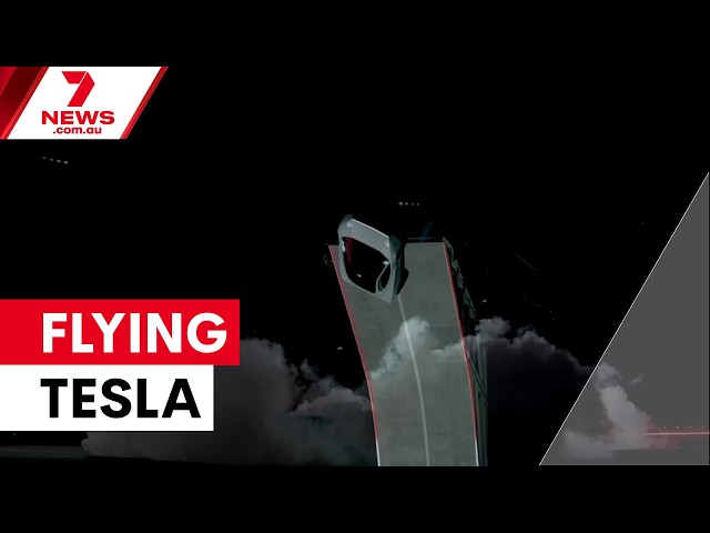 Elon Musk unveils flying Tesla Roadster | 7NEWS