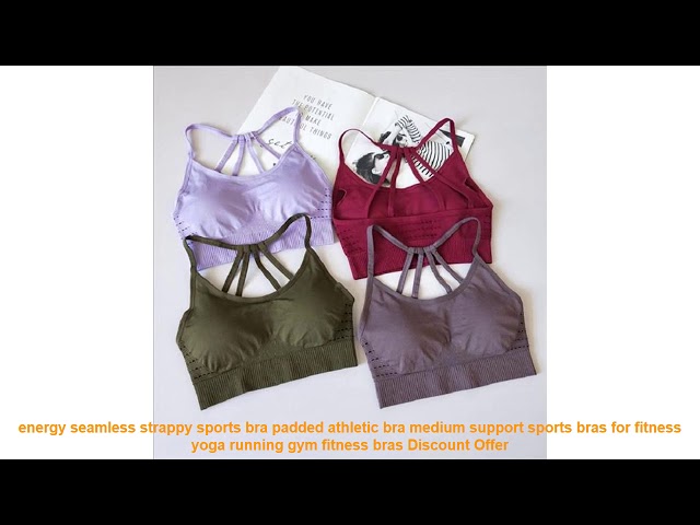 energy seamless strappy sports bra padded athletic bra medium support
