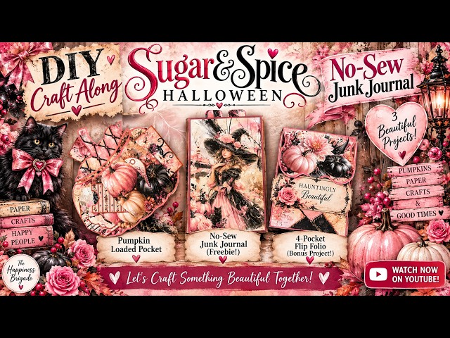 🎀 DIY Craft Along - Sugar & Spice Workshop Replay: No-Sew Journals, Pockets & Folios! 🖤