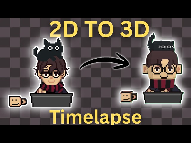 I converted my pixel art avatar OC to 3D model Chill Workflow Timelapse Blockbench Aseprite