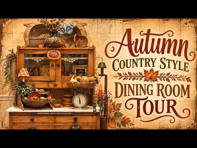 PRIMITIVE COUNTRY COTTAGE AUTUMN DINING ROOM TOUR | COZY | MAXIMALIST