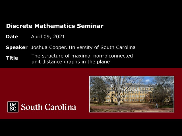 Joshua Cooper: The structure of maximal non-biconnected unit distance graphs in the plane