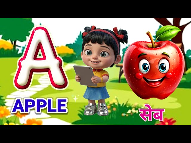🍎 ABCD, 🌈 ABC & 123, Hindi Alphabet 🍎 A for Apple | B for Ball ⚽ | ABC song, 1 to 100, 🌈🧸✨