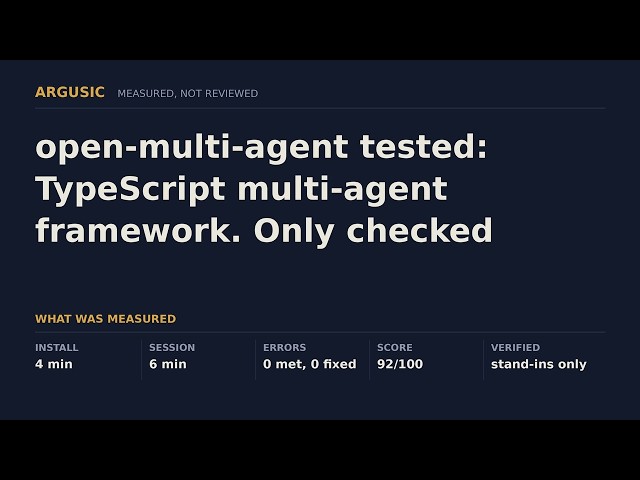 open-multi-agent tested: TypeScript multi-agent framework. Only checked against fake services.