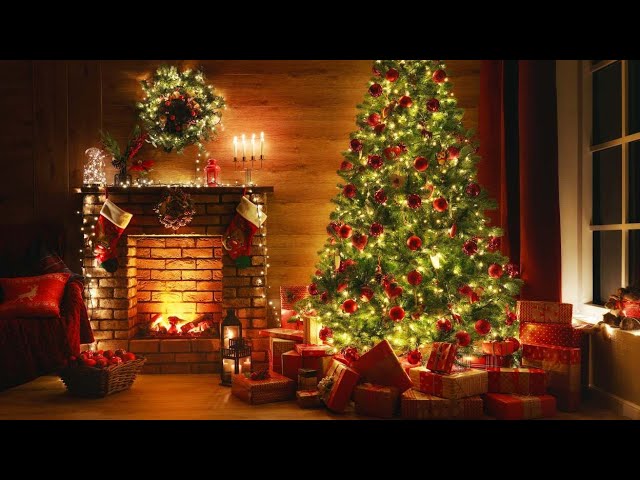 24/7 Christmas Ambience with Christmas Music and  Fireplace LIVE🔴- Christmas Carols Instrumental