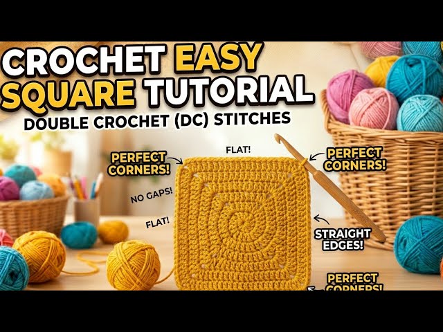 3. How to make crochet square pattern, easy square shape tutorial. 