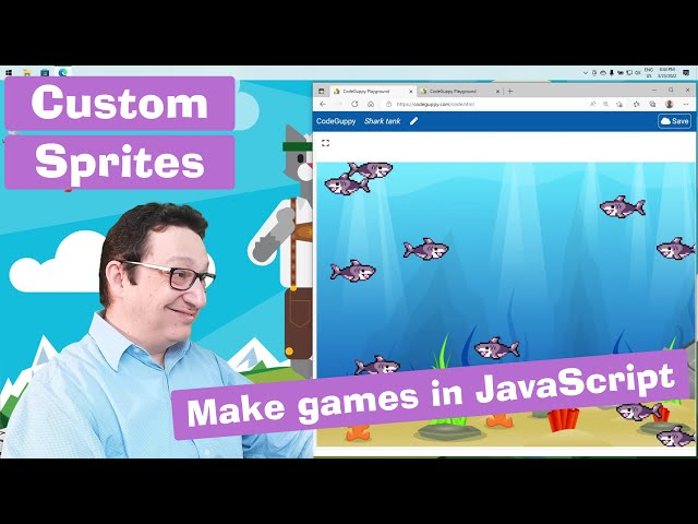 JavaScript tutorial 17/24: Makes games with custom sprites | Coding course for beginners