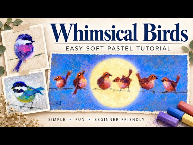 Paint Easy Whimsical Birds | Simple Soft Pastel Lesson 🎨