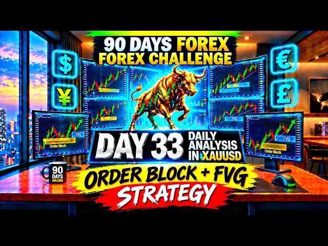 Day 33 | Forex XAUUSD Daily Analysis 🔥 | Order Block + FVG Strategy | 90 Days Forex Challenge