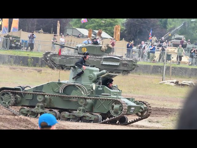 tankfest 2025 British valentine DD, matilda 1+2, churchill, comet tanks enter 4k video
